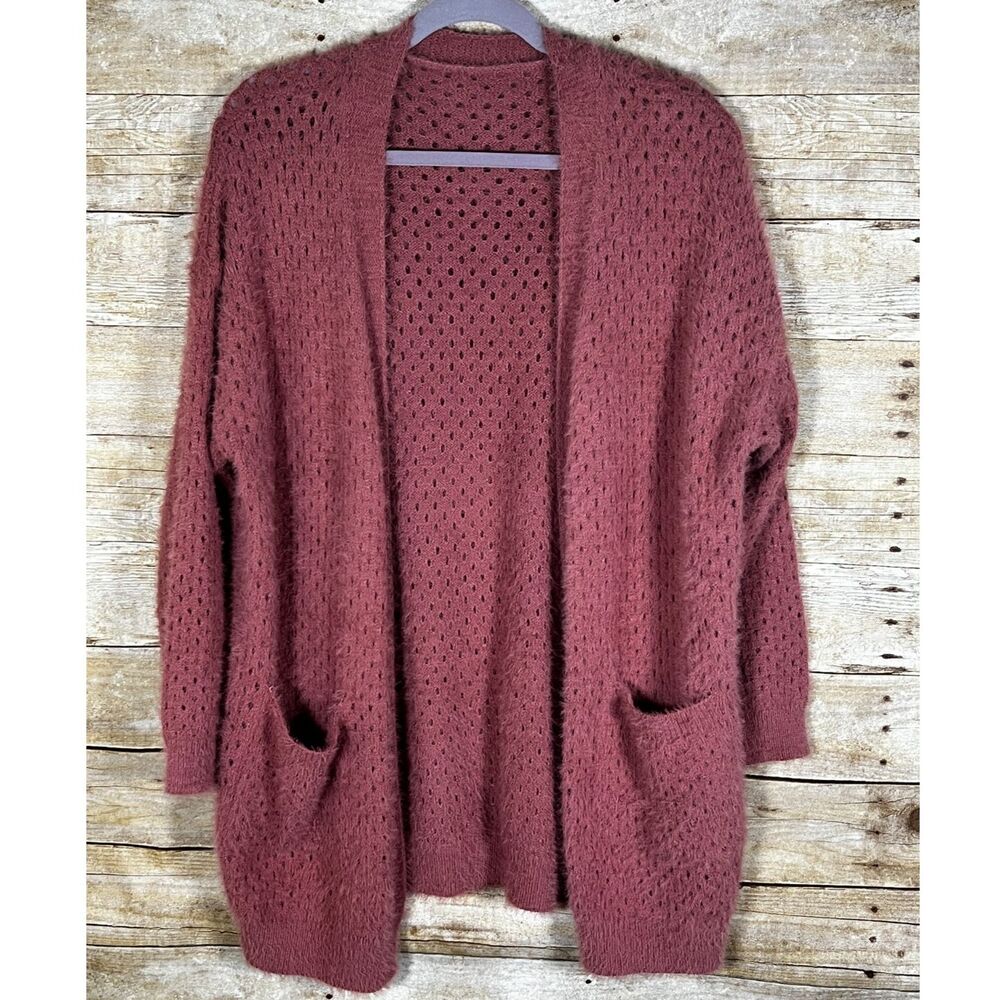 UNBRANDED KNIT EYELASH SOFT OPEN FRONT CASUAL EVERYDAY WEAR CLASSIC CARDIGAN MED